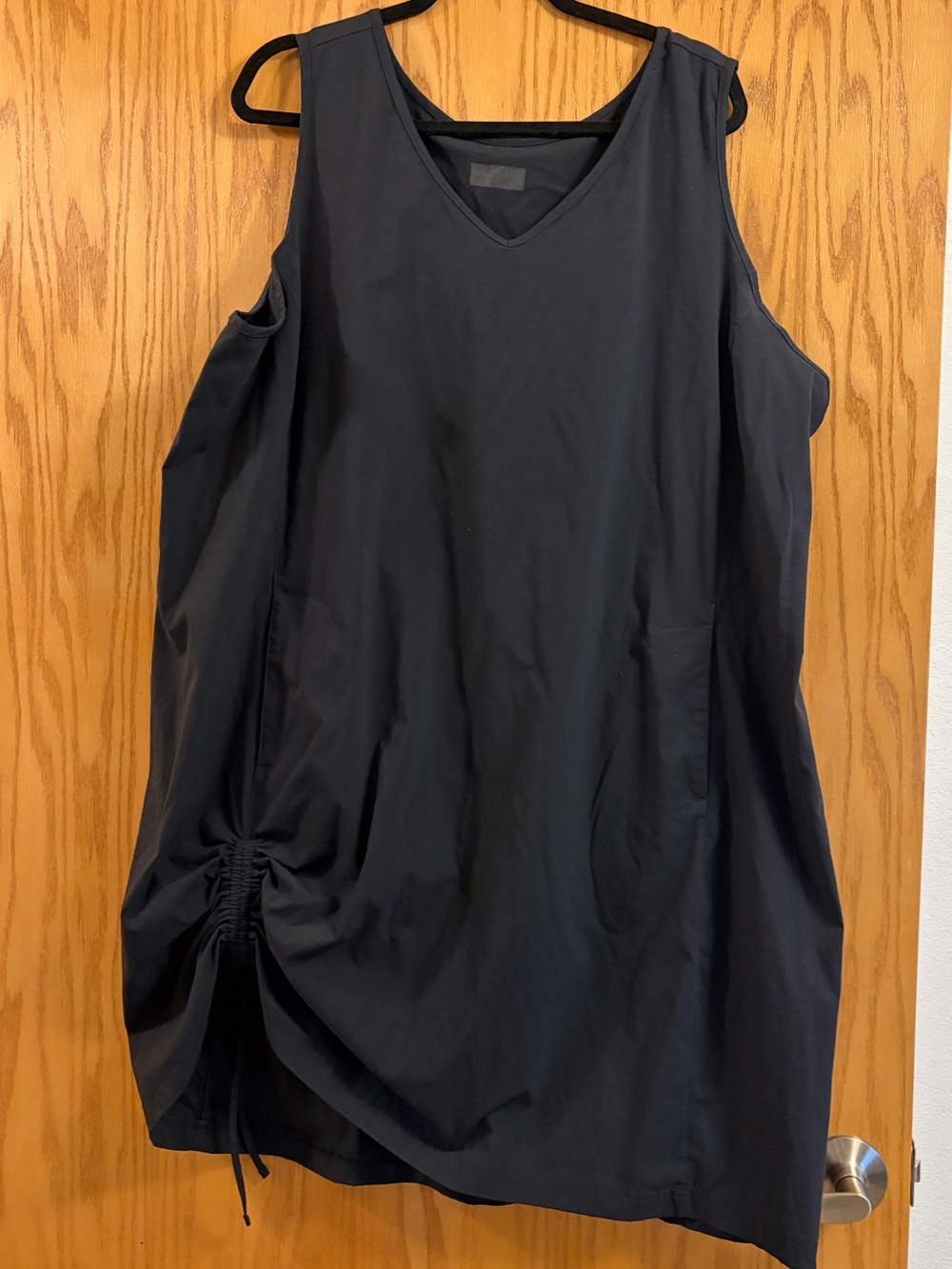 Columbia - Sleeveless V-Neck Black Dress with Side Drawstring